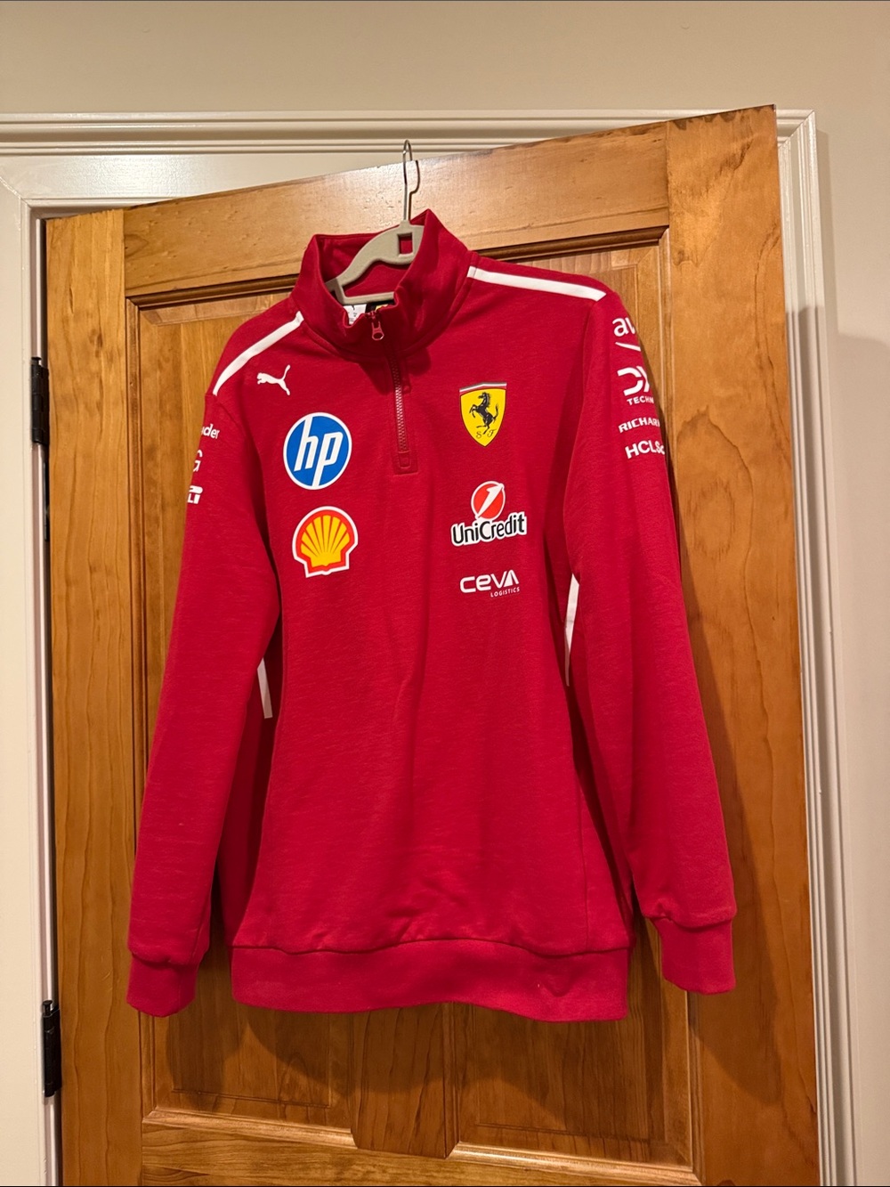 Ferrari Red Racing Half-Zip Pullover with Sponsor Logos